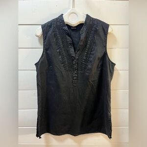 ANNE CARSON Black Linen Sleeveless Blouse – Size 1X